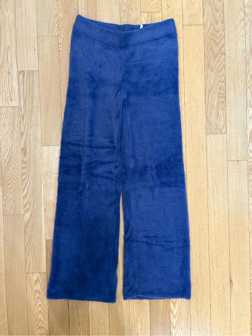 Aerie Blue Fuzzy Wide Leg Lounge M Pants Cozy Minimalist Elevated Basics